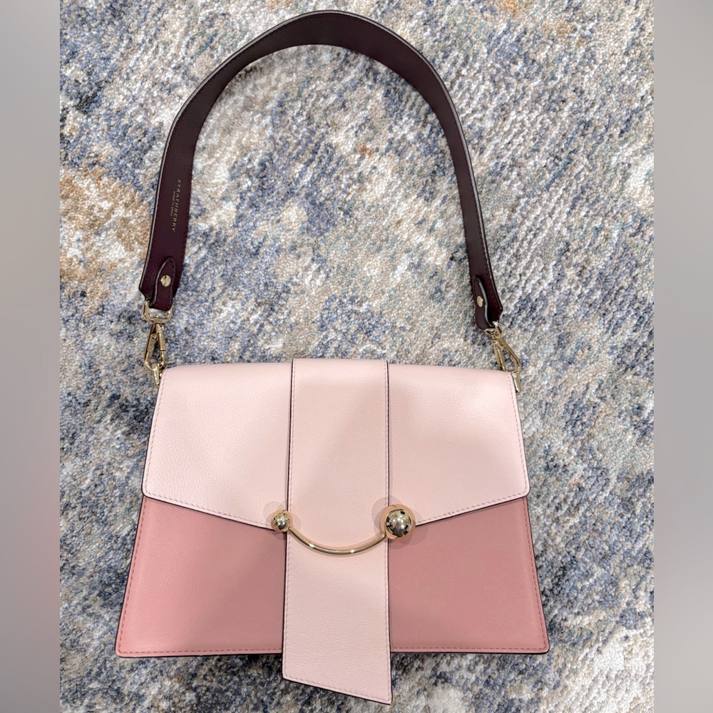 Strathberry Crescent Tricolor Leather Shoulder Bag